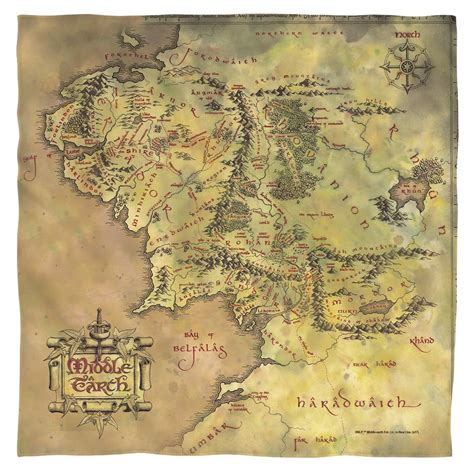 Trevco - Lord Of The Rings - Middle Earth Map - Bandana - 22" x 22" - Walmart.com - Walmart.com