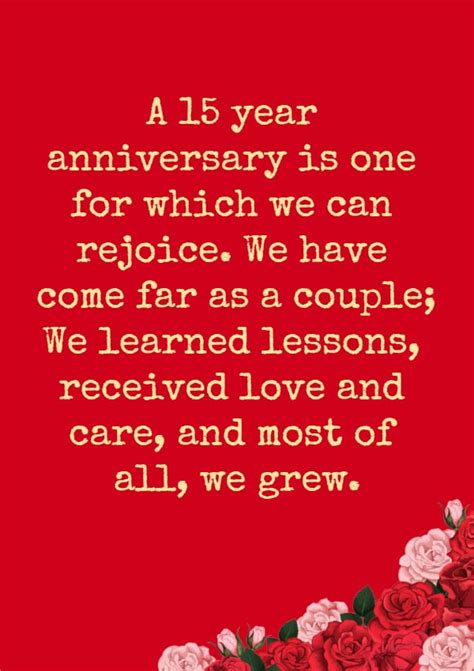 90+ Heartfelt 15 Year Anniversary Quotes And Wishes - Dreams Quote