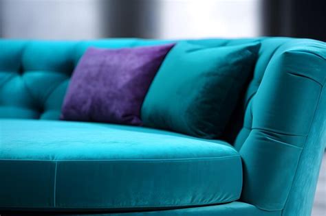 Premium AI Image | Closeup of blue sofa with pillows in modern living room