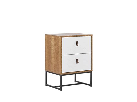2 Drawer Bedside Table Light Wood with White NUEVA | Beliani.at