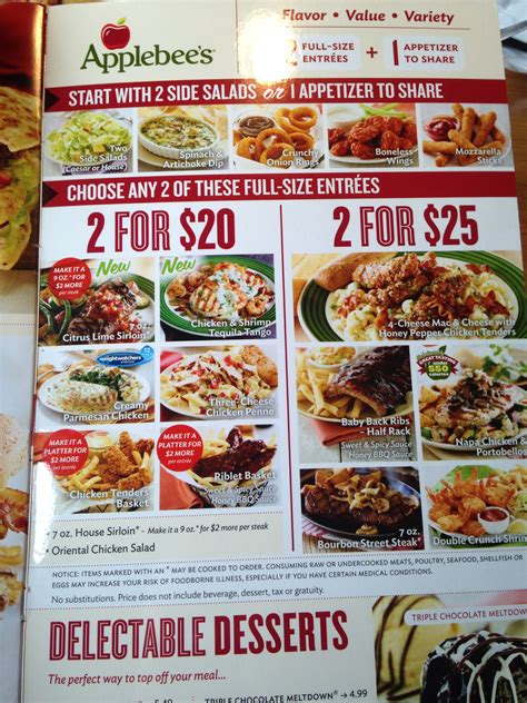 Applebee's Printable Menu