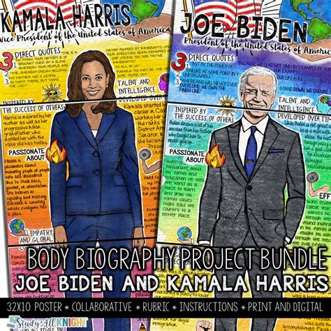 Joe Biden and Kamala Harris Body Biography Project Bundle - Study All ...