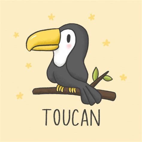 Premium Vector | Cute toucan cartoon hand drawn style | Cute cartoon ...