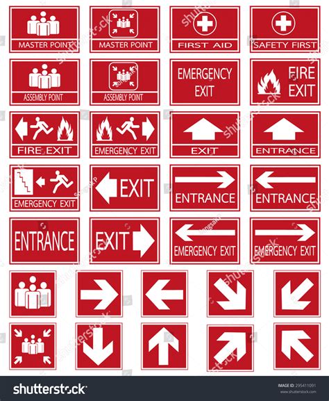 Red Safety Sign Vector Emergency Exit Stock Vector (Royalty Free ...