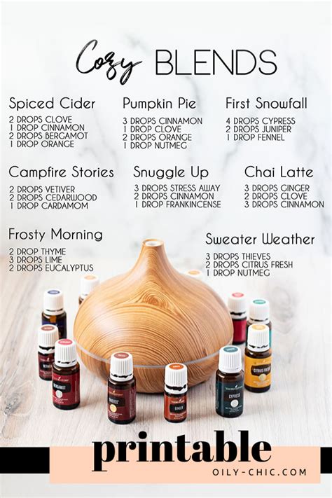 Use our cozy essential oil blend printable to fill your home … | Essential oil diffuser blends ...