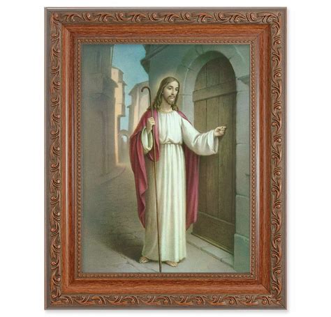 Christ Knocking Mahogany Finish Framed Art - Buy Religious Catholic Store