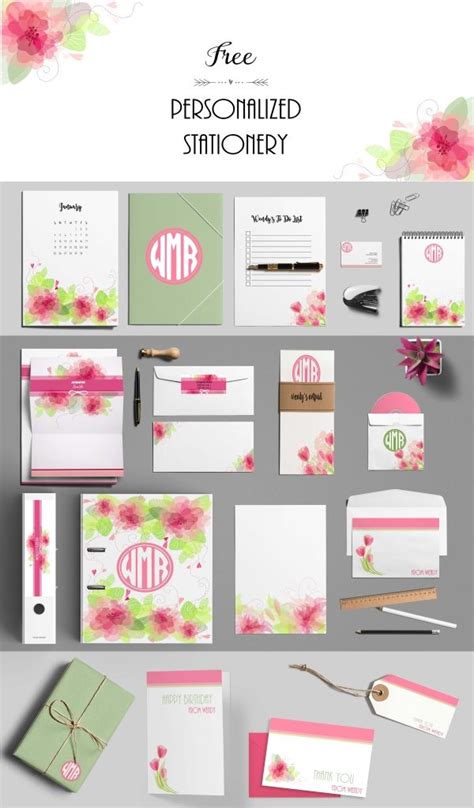 Free Custom Pink Stationery Set - Customize Online and Print at Home