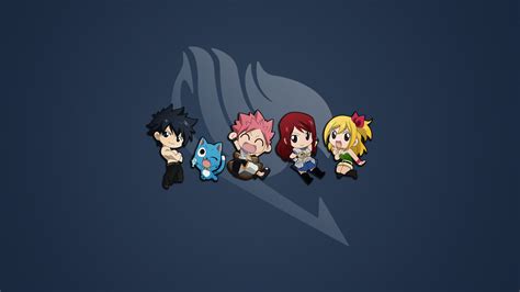 minimalism, Anime, Chibi, Fairy Tail, Heartfilia Lucy, Scarlet Erza, Dragneel Natsu, Fullbuster ...