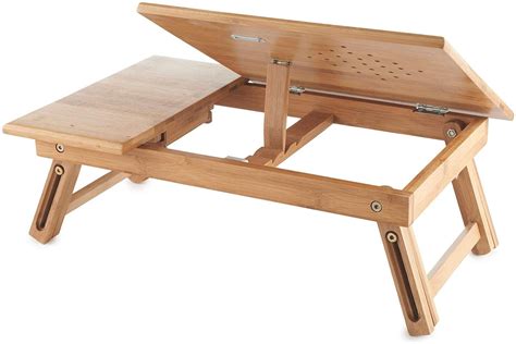 VonHaus Portable Bamboo Laptop Desk – Large Folding Bed Table With Adjustable Height & Tilt ...