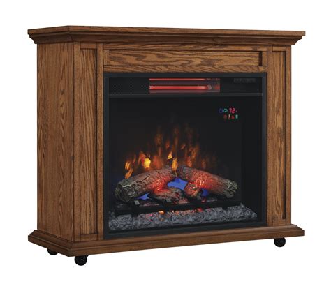 33" Infrared Premium Oak Rolling Mantel Electric Fireplace - 23IRM1500-O107