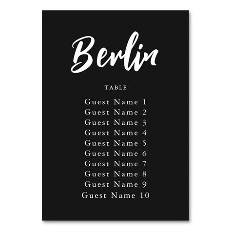 Elegant Black Custom Table Name Seating Assignment Table Number | Zazzle in 2022 | Table names ...