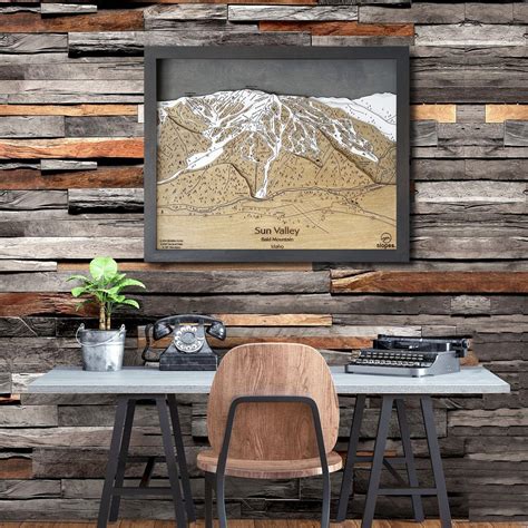 3D Sun Valley Ski Trail Map Sun Valley Skiing Art, Ski Slope Map Art ...