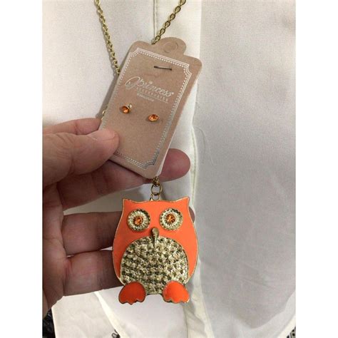 Vintage Owl Necklace & Earrings Set The Backs of the... - Depop