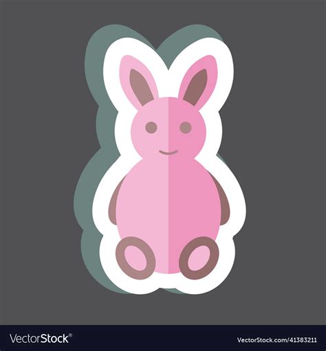 Bunny sticker in trendy isolated on black Vector Image