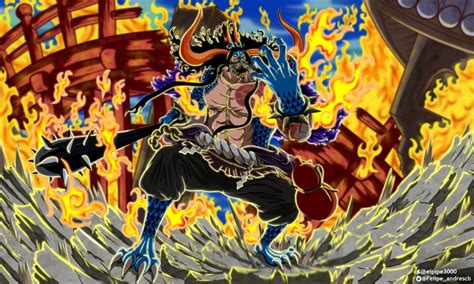 Este es el increíble fanart de One Piece de la forma híbrida de Kaido