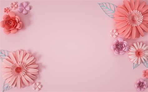 Premium Photo | Pink paper flowers on a pink background