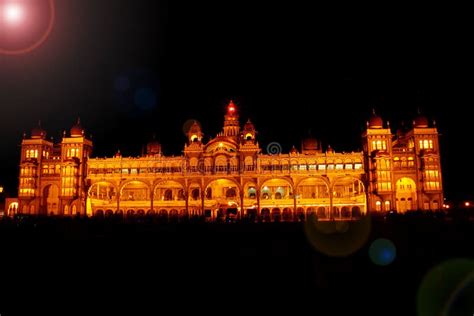 Mysore palace in night stock image. Image of architecture - 45135659