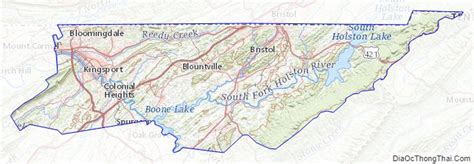 Map of Sullivan County, Tennessee - Thong Thai Real