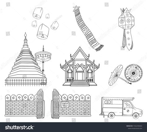 Outline Chiang Mai Thailand Symbol Local Stock Vector (Royalty Free ...