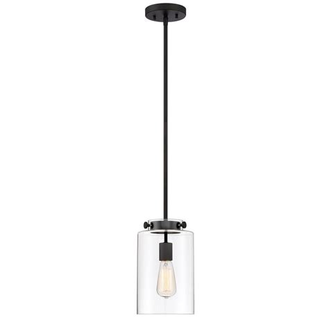 Home Decorators Collection 1-Light Oil Rubbed Bronze Mini Pendant with Clear Glass Shade-27129 ...