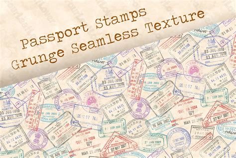 Passport Stamps Seamless Texture by FourLeafLover on @creativemarket Watercolor Drawing ...