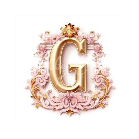 Letter G Monogram Wall Art Pink and Gold Crown Image - Etsy | Monogram ...