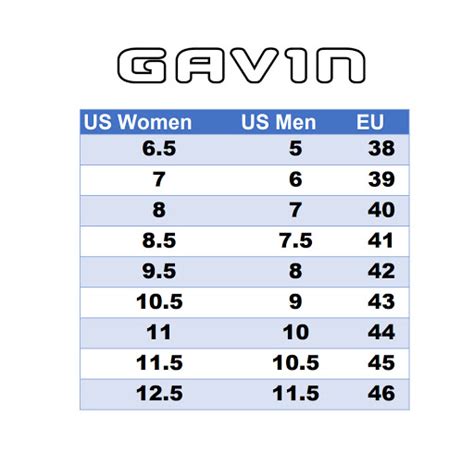 Gavin Shoe Sizing, Cycling Shoes, EU Sizing for Gavin Shoes : Knowledgebase