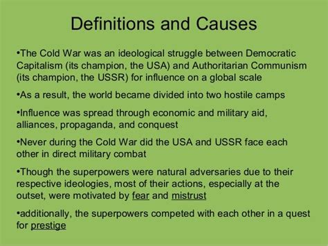 Cold war definitions and causes
