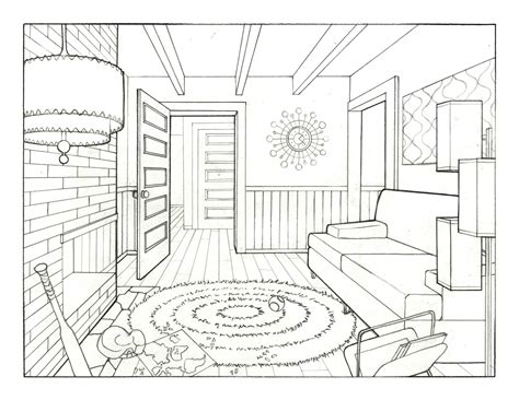 this is a drawing of a living room