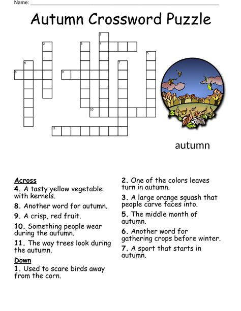 Autumn Crossword Puzzle - WordMint