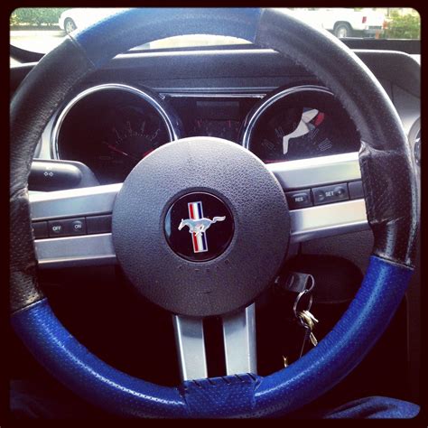 Steering wheel wrap, black and blue leather, love this, much better grip. | Car wrap, Luxury car ...