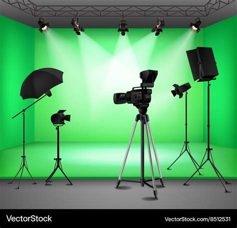 Realistic green screen studio interior Royalty Free Vector