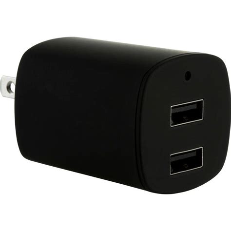 GE 2.1 Amp Dual Port AC to USB Adapter, Black-13463 - The Home Depot