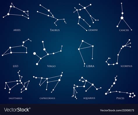 Set zodiac constellations Royalty Free Vector Image