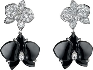 Caresse d'Orchidées par Cartier earrings White gold, onyx, diamonds Cartier Earrings, Cartier ...