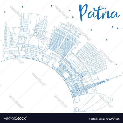 Outline patna skyline with blue buildings Vector Image