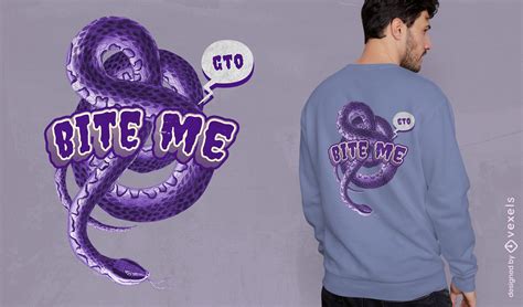 Bite Me Snake Quote PSD T-shirt Design PSD Editable Template