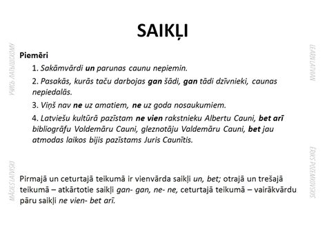 LEARN LATVIAN: SAIKĻI. Piemēri