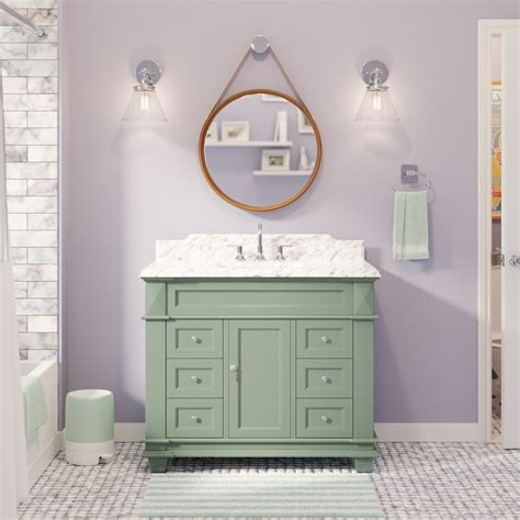 Elizabeth 42" Bathroom Vanity with Sage Green Cabinet and Carrara Marble Top - Walmart.com