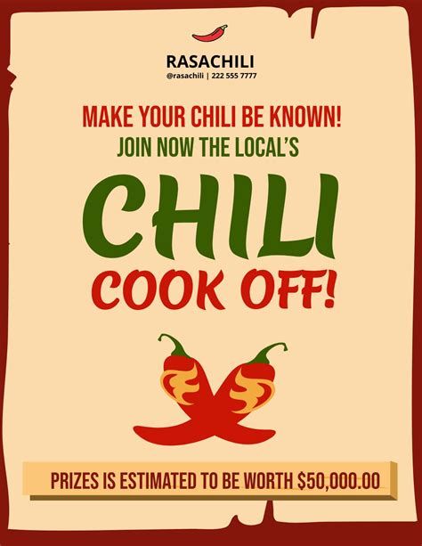 Chili Cook Off Announcement Flyer Template in Illustrator, PSD, Word ...