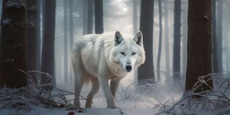 Premium AI Image | White wolf in the snow wallpaper