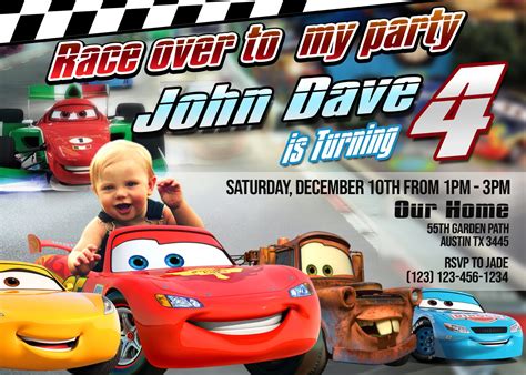 Cars Birthday Invitation Card, lightning mcqueen - Jamakodesigns