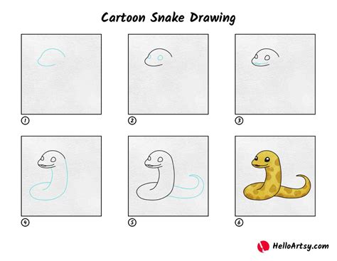 Cartoon Snake Drawing - HelloArtsy