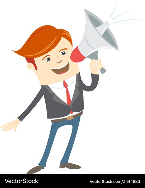 Office man megaphone shouting Royalty Free Vector Image