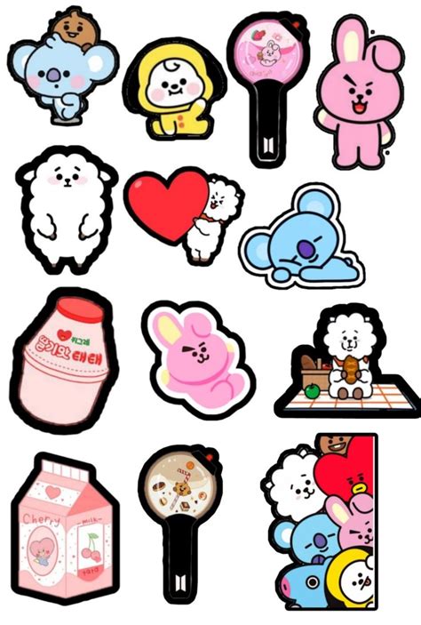 BT21 Printable Stickers | Pegatinas bonitas, Como dibujar un libro, Pegatinas kawaii