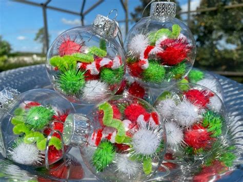 Grinch Ornaments Whimsical Christmas Tree Balls Green Red - Etsy