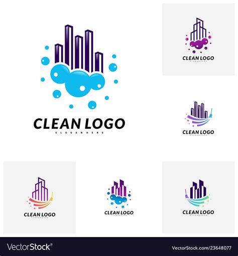 Set of modern city cleaning logo design concept Vector Image