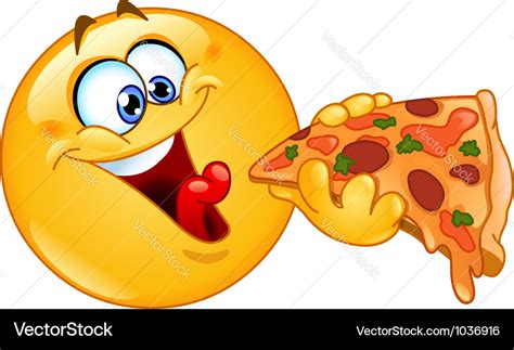 Emoticon eating pizza Royalty Free Vector Image