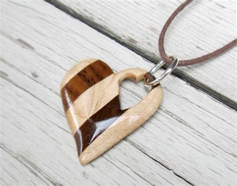 Wooden Heart Necklace Maple & Walnut Hardwoods by TheLotusShop