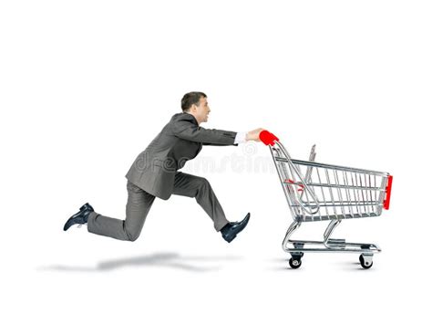 Businessman Pushing Shopping Cart Stock Photo - Image of boss, market: 67695688